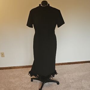 STYLEWE Black Midi Dress with Feather Detail